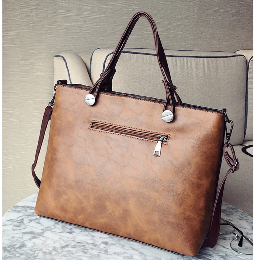 SHAI Zipper Details Tote Bag - BROWN - Picture 2 of 5